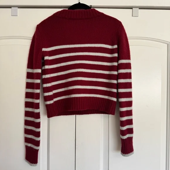 La Ligne BURGUNDY/LIGHT BLUE Cashmere Blend Mini Marin Sweater - Picture 9 of 14